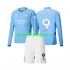 Camisola Manchester City Erling Haaland 9 Criança Equipamento Primeiro 2024-2025 Manga Comprida